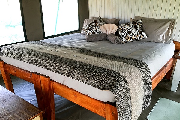 Big, comfortable beds at Bushman Plains can be separated into two twins or one king